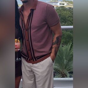 Express men’s knit button up shirt